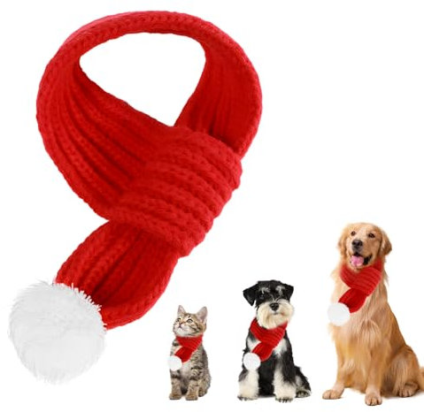 Weihnachtsschal Hund Katze, Weihnachten Schal Rot, Hundekostüm Weihnachten, Weihnachtskostüm Haustier, Hundekleidung für Weihnachts Dekoration, Größe S