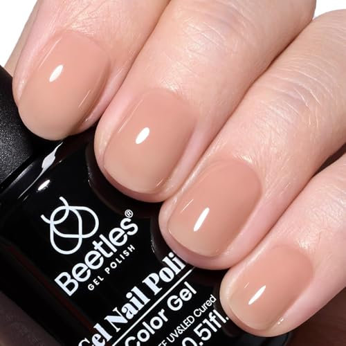 beetles Nude Gel Nail Polish 15ml Neutral Brown Color Natural spring Gel Polish Set Nail Concealer Mocha Mousse Cake Translucent Soak Off U V LED Nail Lamp Nail Art Gel 0.5Oz Gift for Women-CL674-RE