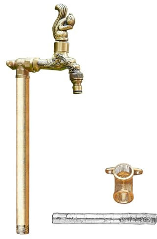 LXRHLIKG Wasserhahn Garten, Bodenmontierte Frostschutz Wassersäule Garten aus Kupfer mit Eichhörnchenförmigem Garten Wasserhahn(80cm/31in)