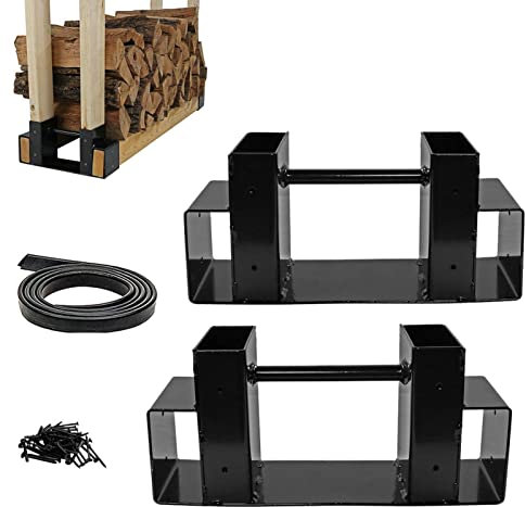 Support pour bois de chauffage pour l'extérieur, étagère de rangement pour bois de chauffage, support de bûches en métal pour bois de chauffage, étagère de rangement avec 30 vis pour bois de chauffage