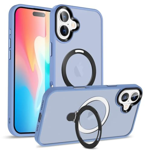 Verco Magnetischer Ring Ständer für iPhone 16 Hülle, kompatibel mit MagSafe Stoßfest Luxury Translucent Handy Case für iPhone 16 Schutzhülle