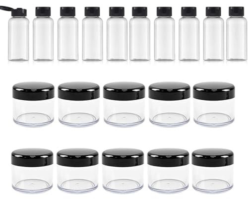BQRKOTM 20 Pièces Pots Cosmétiques Vide en Plastique Clair, Mini pot transparent avec bouchon à vis, Petit Pots Vide Cosmétiques, Bouteille Rechargeable de Voyage, pour Liquide, Maquillage, Crème