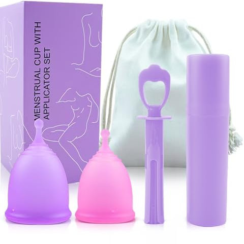 Ketliyaze Wiederverwendbare Menstruationsscheibe, 2 Stück Menstrual Disc, Auslaufsicher Menstruationstassen aus Silikon, für Aktive Frauen Sport, Schwimmen und Intimität(S+L)