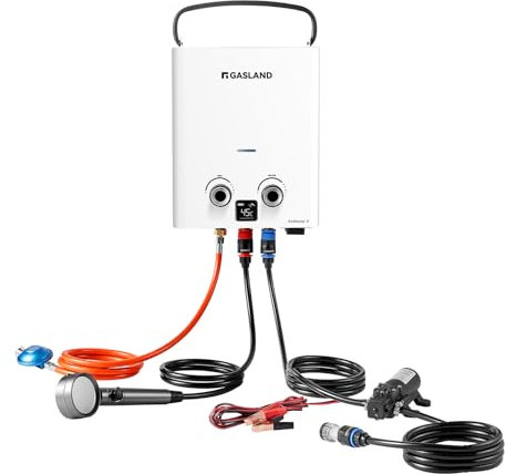 GASLAND Go Shower G5 Pro-DE Chauffe-eau au gaz, propane/butane (50 mbar) Chauffe-eau pour l'extérieur, Douche chaude pour camping