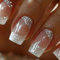 24x/Box Sparkling Full Covers Stick On Nails French Tip False Nails Mediums Square Press On Nails Artificial Nails