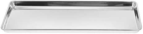STOBAZA Bandeja Rectangular De Acero Inoxidable Bandeja para Servir Alimentos De Metal Bandeja para Hornear Apta para Lavavajillas Y Horno (10 43 X 8 07 X 0 98 Pulgadas)