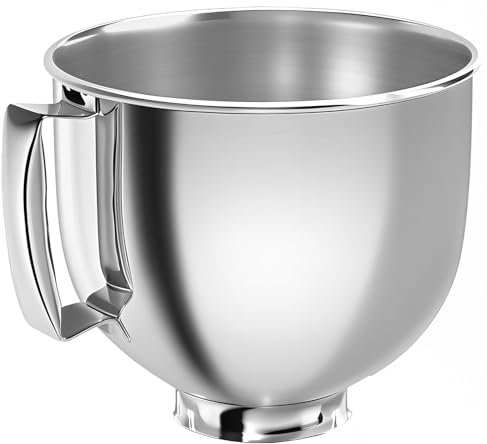 Stainless Steel Mixing Bowl Fit for KitchenAid Artisan & Classic Series 4.5-5QT Tilt-Head Mixers | 5QT Large Capacity Bowl with Handle | Compatible with KSM150, K45SS, 5KSM175 & More (Check Model)