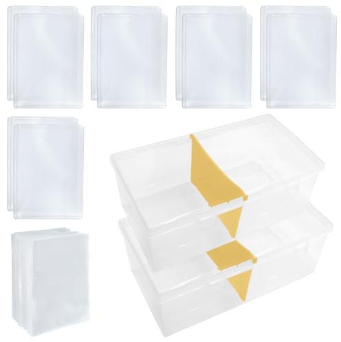 GLSJA 2 Stück Kunststoff-Sammelkarten-Aufbewahrungsbox – 50 Filme + 10 Hüllen, mit Trennwänden, Kunststoff-Baseballkarten-Aufbewahrungsbox für tragbare und Organizer für Sammler