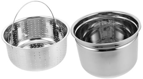 Holibanna Revestimiento Para Olla Presión Eléctrica De Acero Inoxidable Interior Antiadherente De Accesorios Para Ollas Arroceras Con Cesta Coladora De Arroz Para Cocinar y Separar Vapor