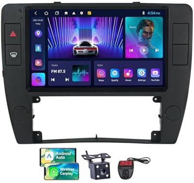 Genérico Radio Android 13 para Volkswagen Passat B5 (2000-2005), GPS de 9, FM RDS, Bluetooth 5.0, CarPlay inalámbrico, Android Auto, WiFi 4G, Control Multimedia