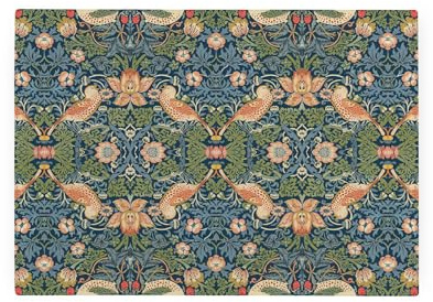 Blue Strawberry Thief Small Glass Worktop Saver - William Morris Artwork Smooth Kitchen Chopping Board/Protector Gift - 28.5cm x 20cm