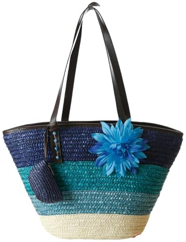 SZKCXBDB strohtasche Sommer Stroh Große Gewebte Strandtasche Frauen Schultertasche Urlaub Handtasche-blau