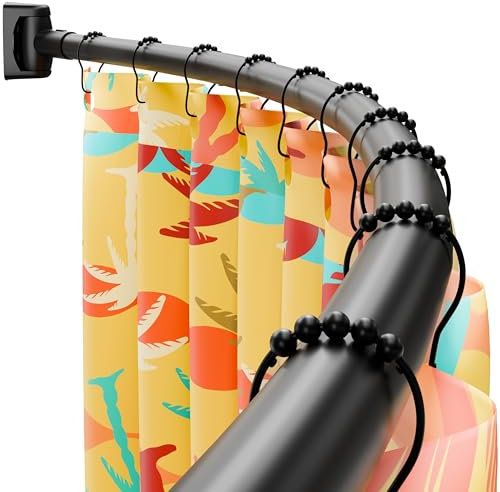 LONXIU Gebogen Duschvorhangstange ，83-193cm Teleskopstange Duschstange aus Edelstahl für Badezimmer, Badewanne, Kabine, Muss gebohrt werden, Schwarz