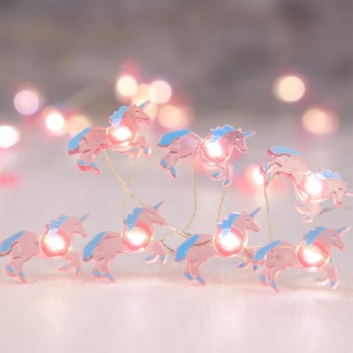 Taechalingo Einhorn Lichterketten,2M 20LED Einhorn Lichterketten,Lichterkette Innen,Lichterkette Fenster Innen,Aussenlichterkette Batterie,lichterketten Vorhang,Outdoor Christmas Decorations