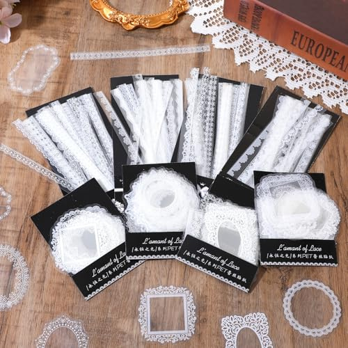 240 Stück Scrapbooking Spitze Papier Dekoratives Scrapbook Sticker Set