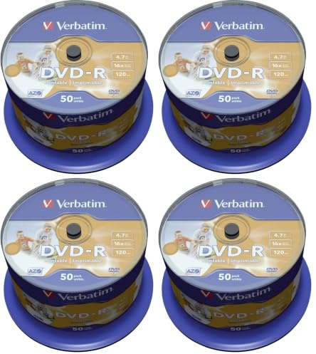 Verbatim 43533 4.7Go 16x DVD-R Large Imprimable - 50 Pack Spindle (Lot de 4)