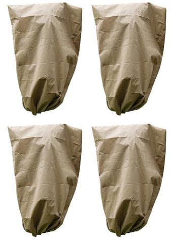 Vilgftyiet Återanvändbara dragsnöre, frostskyddsöverdrag för växter, 4-pack stora icke-vävda tygpåsar, 80 x 90 cm för buskar, krukväxter och grönsaksträdgårdar