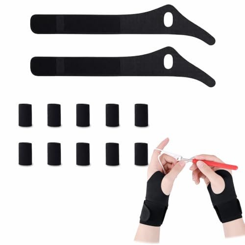 Cosblisvia 12er Set Arthrose Handschuhe, Daumenbandage Rechts, Daumenbandage Links, Gelenkstütze für Häkelliebhaber, Stricker, Künstler zum Häkeln, Stricken, Nähen (Schwarz)