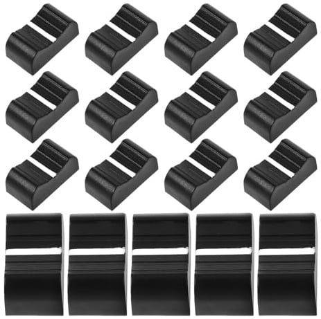 20 Stück Faderknopfkappen für Mischpult, Gerade Schieberegler | Schwarz aus Kunststoff, 4mm Lochdurchmesser, für Potentiometer und Schiebepotentiometer