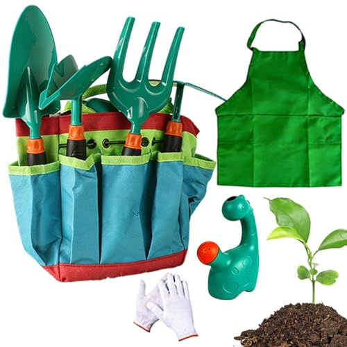 Kinder-Garten-Set, Sandgräber, Gießkanne, Pflanzschaufel, 9-teiliges Kinder-Gartenwerkzeug – für Kinder, Rasen, Blumen, Hof, Balkon, Bauernhof, Kindergarten