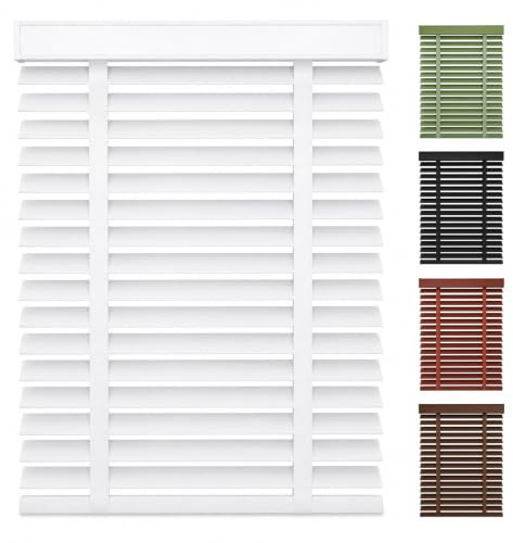 Custom Wooden Blinds for Windows, Privacy Horizontal Shades, Venetian Blind | Custom Colors&Sizes Blackout Venetian Blinds, Solid Wooden blinds Cordless, for Office Living Room Bedroom Bathroom