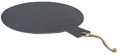 Argon Tableware Slate Serving Paddle - 35cm - Pack of 1 - Black Natural Slate Rustic Raw Cut Serving Platter Pizza Savoury Placemat Cheese Board with Soft Padded Feet & Handle