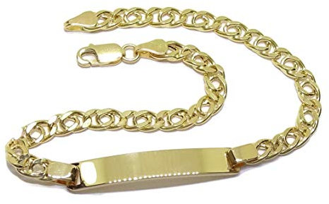Pulsera para niño de Oro Amarillo de 18k con Placa 100% Personalizable, de 17.50cm de Larga y 4.10 gr de Oro 18k. Especial comunión