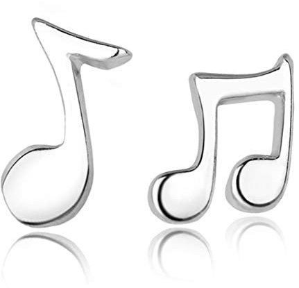 925 Sterling Silber Mädchen Mini Musiknote Ohrstecker Ohrringe Note Earrings Damen Ohrringe mit Musik Filigran Instrument