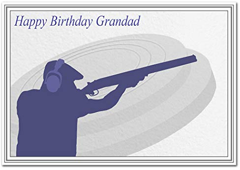 Shooting Birthday Cards for him - Unusual Unique Cool Special - Men Male (Grandad Birthday Card – Clay Pigeon Shooting)
