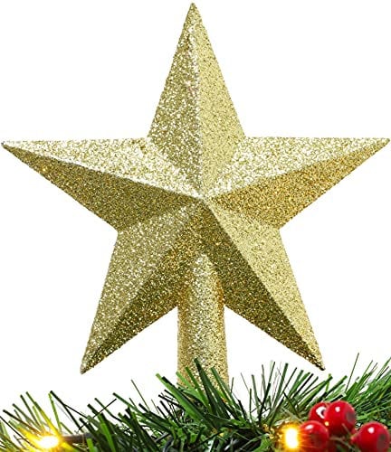 Christmas Concepts® 20cm Glitter Tree Top Star Decoration – Christmas Tree Topper (Gold)