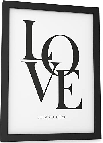 Papierschmiede® Love Bild, Personalisiertes Bild Paar | DIN A5 (15x21 cm) Bilderrahmen wählbar | Poster Personalisiert Hochzeit, Geschenke, personalisierte Bilder mit Namen, „Wedding LOVE“