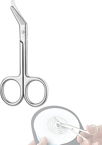 MUROCEA Ciseaux de poche de stomie – Ciseaux de poche avec pointe ronde émoussée pour soins de colostomie et d'iléostomie, en acier inoxydable, 11,2 cm de long, 1 pièce