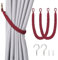 Pretty Jolly Vorhang Raffhalter aus natürlichem Baumwollseil, eleganter, dekorativer Vorhang-Raffhalter im Boho-Stil, weiche, handgewebte Seil-Vorhanghalter für Zuhause und Büro, Wein Rot, 2 Stück