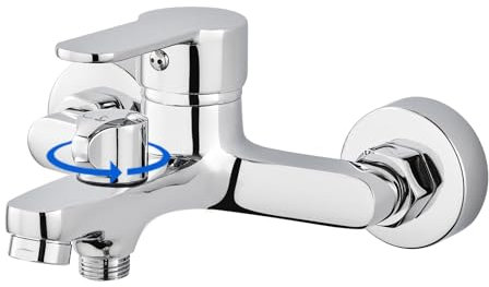 ROVOGO Badewannenarmatur, Aufgerüstet Messing Drehbare Umsteller, Einhebel Wannenarmatur für Wandmontage, Badewanne armatur Chrom