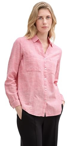 TOM TAILOR Damen 1035247 Bluse mit Brusttaschen aus Baumwolle, 11016-Berry Red, 44