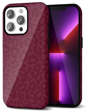 Svanove Cheetah Print Phone Case for iPhone 13 Pro Case Girly Trendy Leopard Pattern, Retro Cool Animal Print, Luxury Cute Case for Women, Aesthetic Y2k Hard Shell Plastic, Burgundy