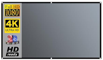 YQVEOT Beamer Leinwand Projektor Bildschirm 16:9 Metall Anti Licht Vorhang Reflektierende Stoff Tuch for Film Heimkino Kino Büro Video Gam für Zuhause, Schule, Treffen(60 inch)