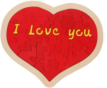 Hohopeti Anniversary Couples Wooden Heart Puzzle i Love You Decorative Jigsaw for Romantic Occasions