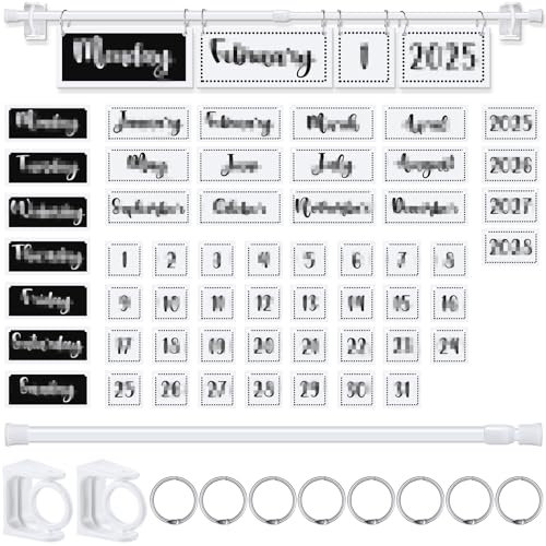 Kosiz Kalender-Pinnwand-Set, Flip-Kalender mit Halter für Lehrer, Klassenzimmer, Dekoration, inklusive Datumskartenhalter und 53 Datumskarten für Schule, Klassenzimmer, Dekorationszubehör (einfach)