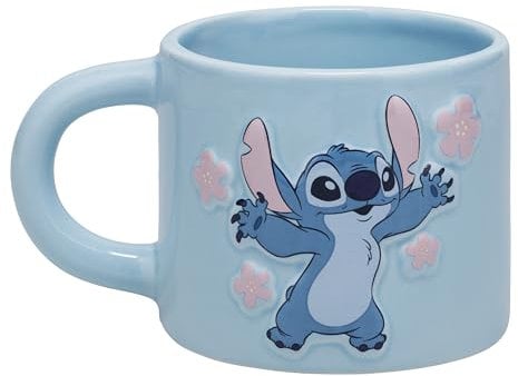 Paladone Disney Lilo & Stitch Mug, Taza de Café de Cerámica Grande de 400ml con Licencia Oficial de Azul Pastel para Té y Chocolate Caliente, Mercancía para Fanáticos del Cine