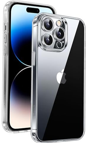 TECHTRENCH Clear Case For iPhone 14 Pro, Clear Case Slim Thin Transparent [Military Protection] Shockproof Anti-Yellowing Silicone Gel Cover Case for iPhone 14 Pro (Clear)