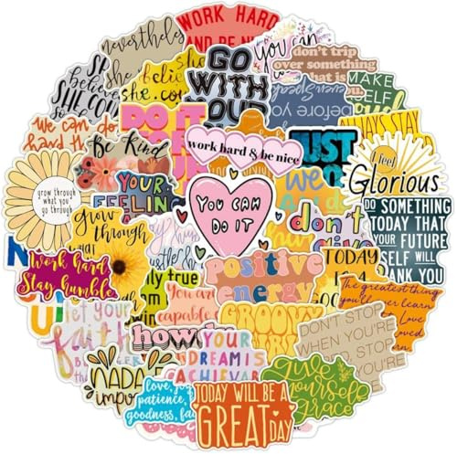 Garegce 100pcs Motivational Stickers, Colourful Positive Affirmation Quotes Sticker Pack for Kids Teens and Adults, Teacher Rewards and Classroom Prizes, Waterproof Vinyl for Laptops Water Bottles