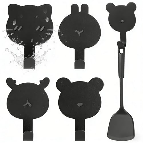 LOLANIUT Set di 4 ganci magnetici animali, Ganci Magnetici Potenti e Ganci magneticis extra forti, calamite potenti in metallo, Gancio Magnetico fori per cucina bagno, Magnete Con Ganci riutilizzabile