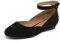 DREAM PAIRS Women's Ballet Flats Pumps Ballerina Ankle Strap Elastic Low Wedge Sandals Round Toe Comfy Dolly Shoes,Size 9,Black/Nubuck,REVONA