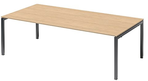 BISLEY Cito Chefarbeitsplatz/Konferenztisch, 650-850 mm höheneinstellbares U-Gestell, Metall, Mp334 Dekor Ahorn, Gestell Anthrazitgrau, 120 x 240 x 85 cm