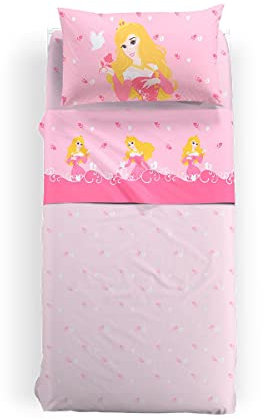 Caleffi 67530 Baumwolle Disney Princess Aurora Bettwäsche für Einzelbett, Mehrfarbig