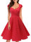 Bbonlinedress Robe Femme de Soirée Cocktail Vintage Femme Chic Courte pour Mariage Invité Gala Fête Témoin Anniversaire Col Carré Red Small White Dot XL