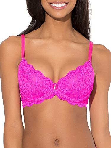 Smart & Sexy Soutien-Gorge Push-up en Dentelle Signature pour Femme, Rose Moyen., 90D (Taille Fabricant:34D)