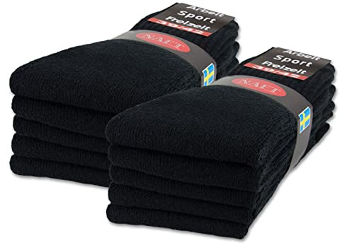 Lot de 10 | 20 | 30 Paires de Chaussettes de Sport, de Tennis, de Travail Homme Femme Coton 10100 (47-50 10 Paires Noir)