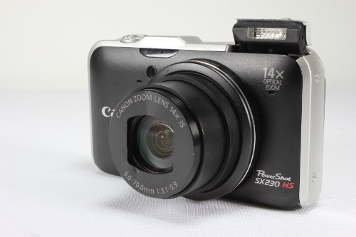 Canon SX230 HS Compact Digital Camera 12.1 Megapixels 14 x Mini-USB B Black (Renewed)
